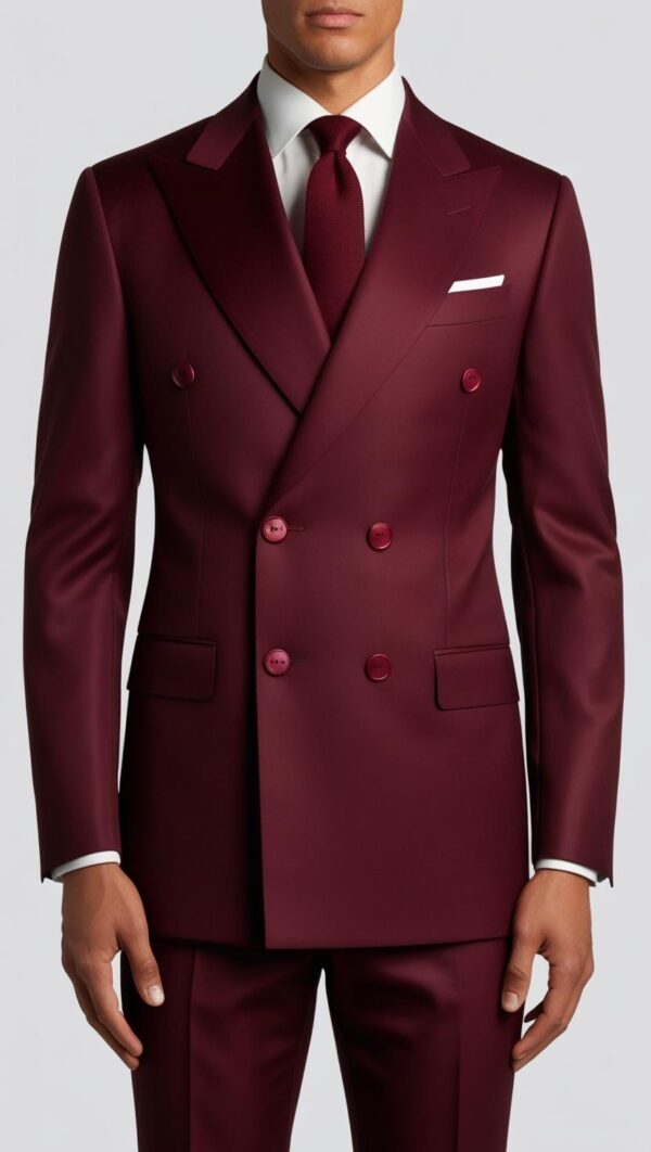 Double-Breasted Burgundy 2-Piece Suit – Bold Style with Timeless Refinement - Image 5