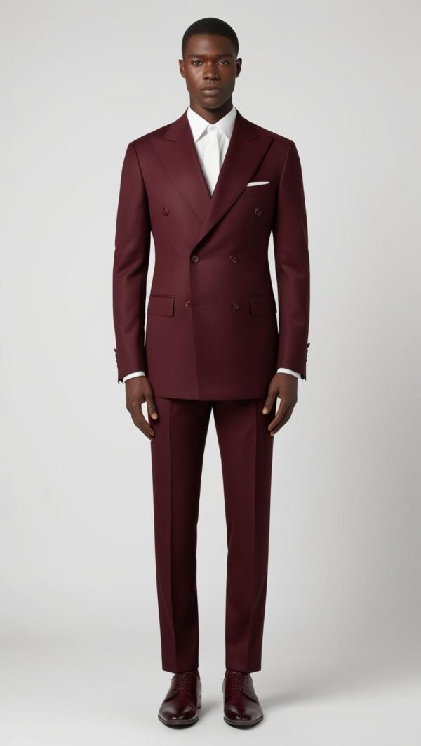 Double-Breasted Burgundy 2-Piece Suit – Bold Style with Timeless Refinement